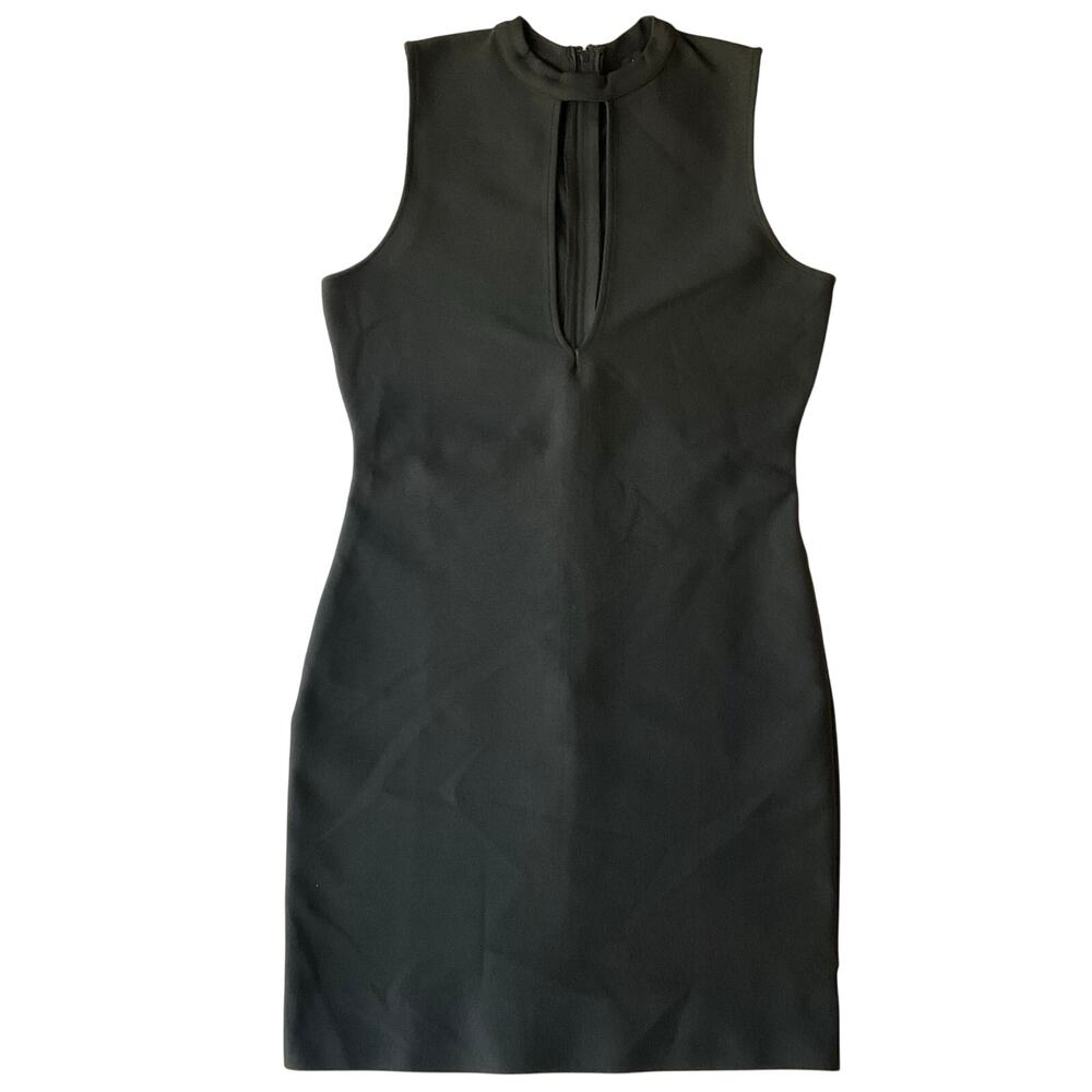 Love J Women Mini Dress size M Sleeveless Deep Cut Sexy Simple Solid Black NWT